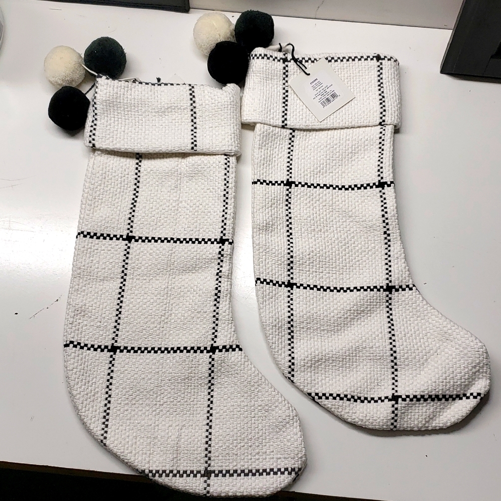 Hearth & Hand White and Black Holiday Stockings